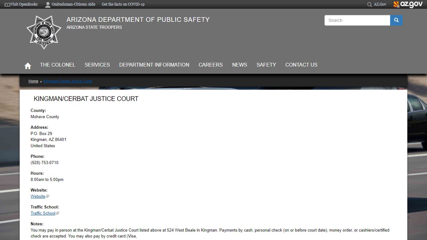 Kingman/Cerbat Justice Court - Arizona Department of Public Safety