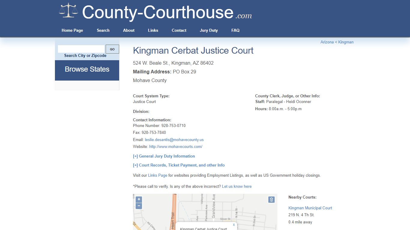 Kingman Cerbat Justice Court in Kingman, AZ - Court Information